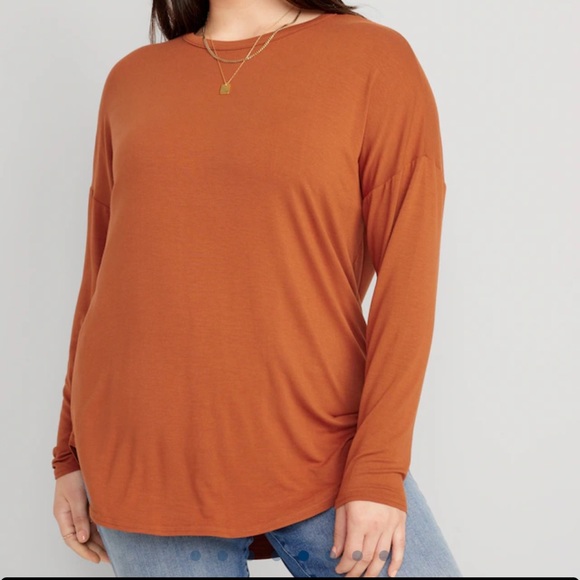 NWT OLD NAVY Luxe Long-Sleeve Tunic T-Shirt Color: Umbria - Picture 5 of 7